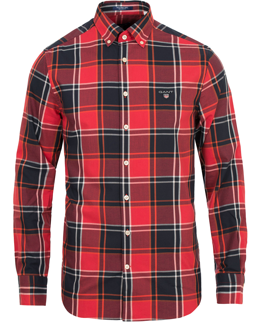 Herre | Skjorter | GANT | Regular Fit Tech Prep Twill Big Check Shirt Red