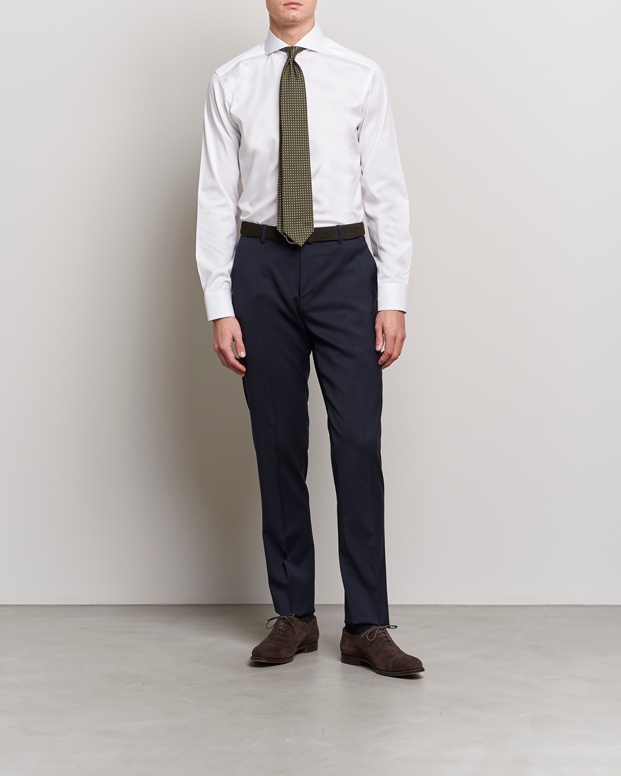 Herre | Mørk dress | Eton | Slim Fit Twill Cut Away Shirt White