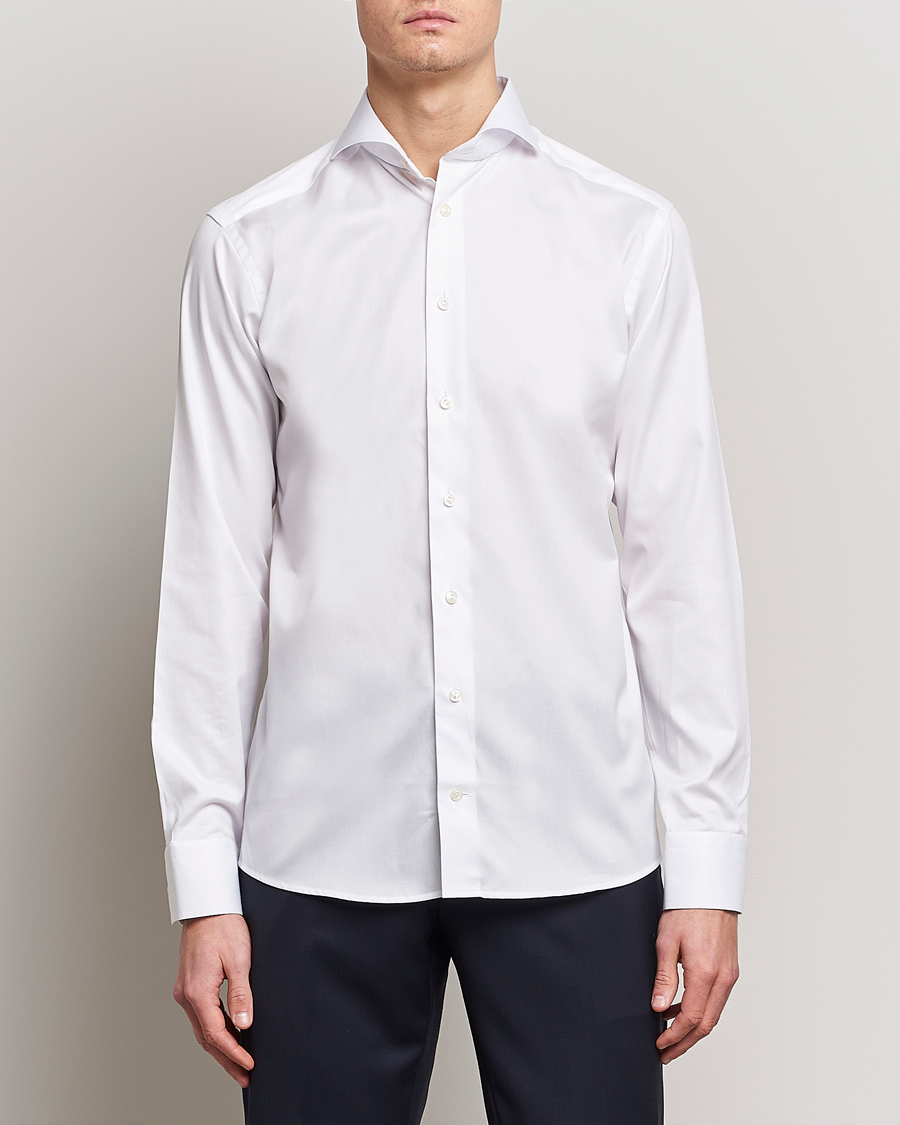 Herre | The Classics of Tomorrow | Eton | Slim Fit Twill Cut Away Shirt White