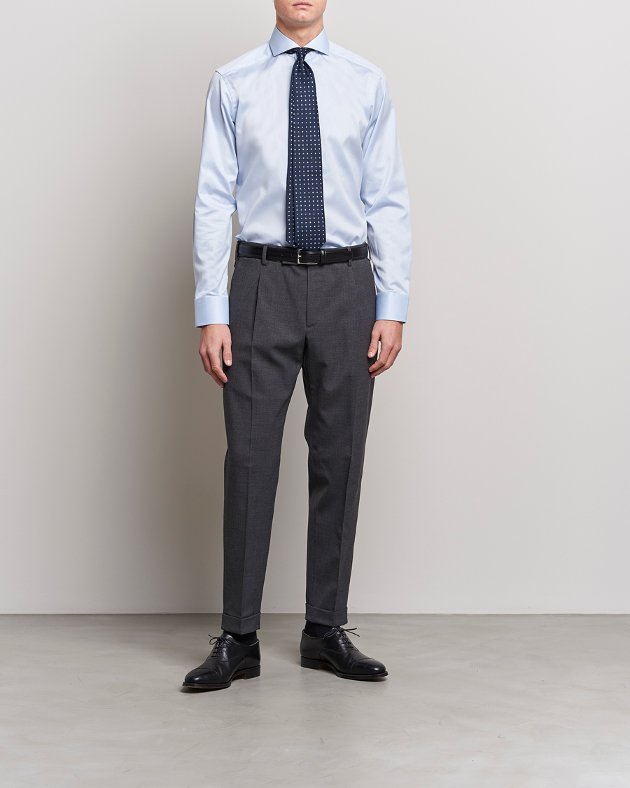 Herre | Skjorter | Eton | Slim Fit Twill Cut Away Shirt Light Blue