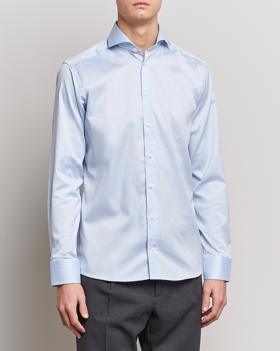 Herre | Skjorter | Eton | Slim Fit Twill Cut Away Shirt Light Blue