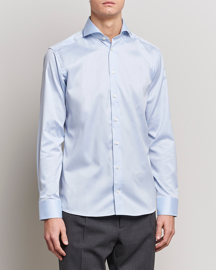 Herre | Skjorter | Eton | Slim Fit Twill Cut Away Shirt Light Blue