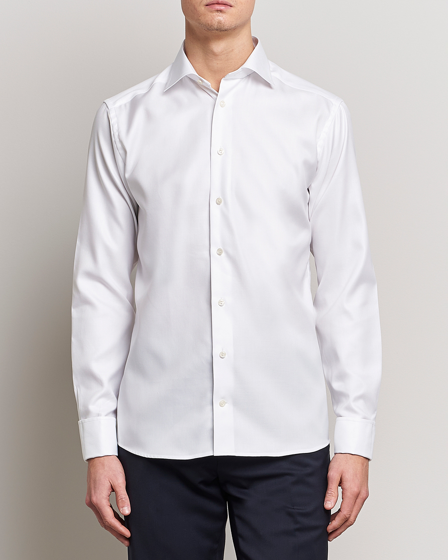 Herre | Businesskjorter | Eton | Slim Fit Twill Double Cuff Shirt White