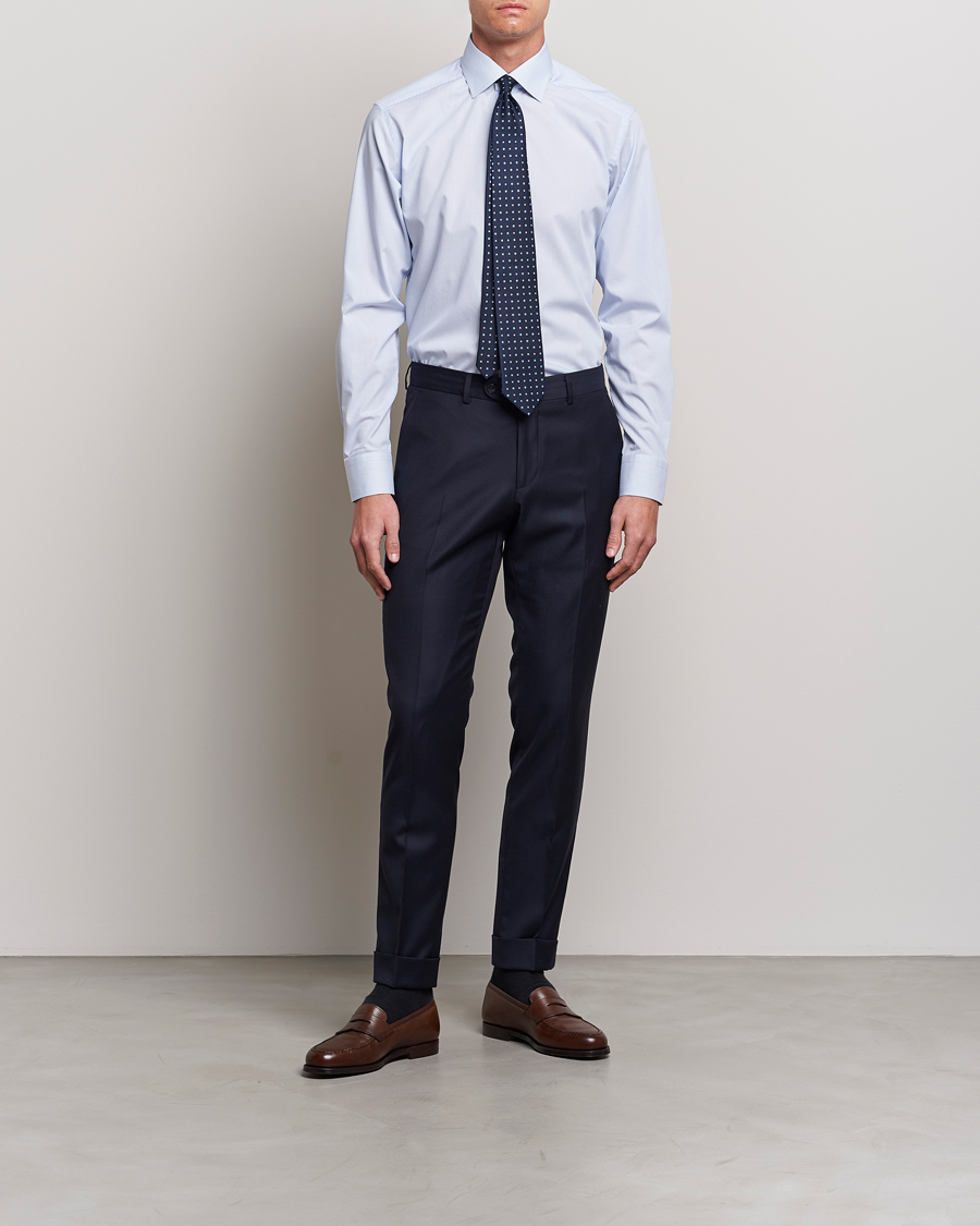 Herre | Formelle | Eton | Slim Fit Poplin Thin Stripe Shirt Blue/White