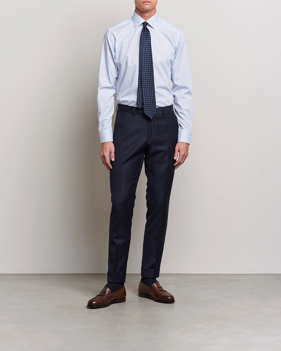 Herre | Skjorter | Eton | Slim Fit Poplin Thin Stripe Shirt Blue/White