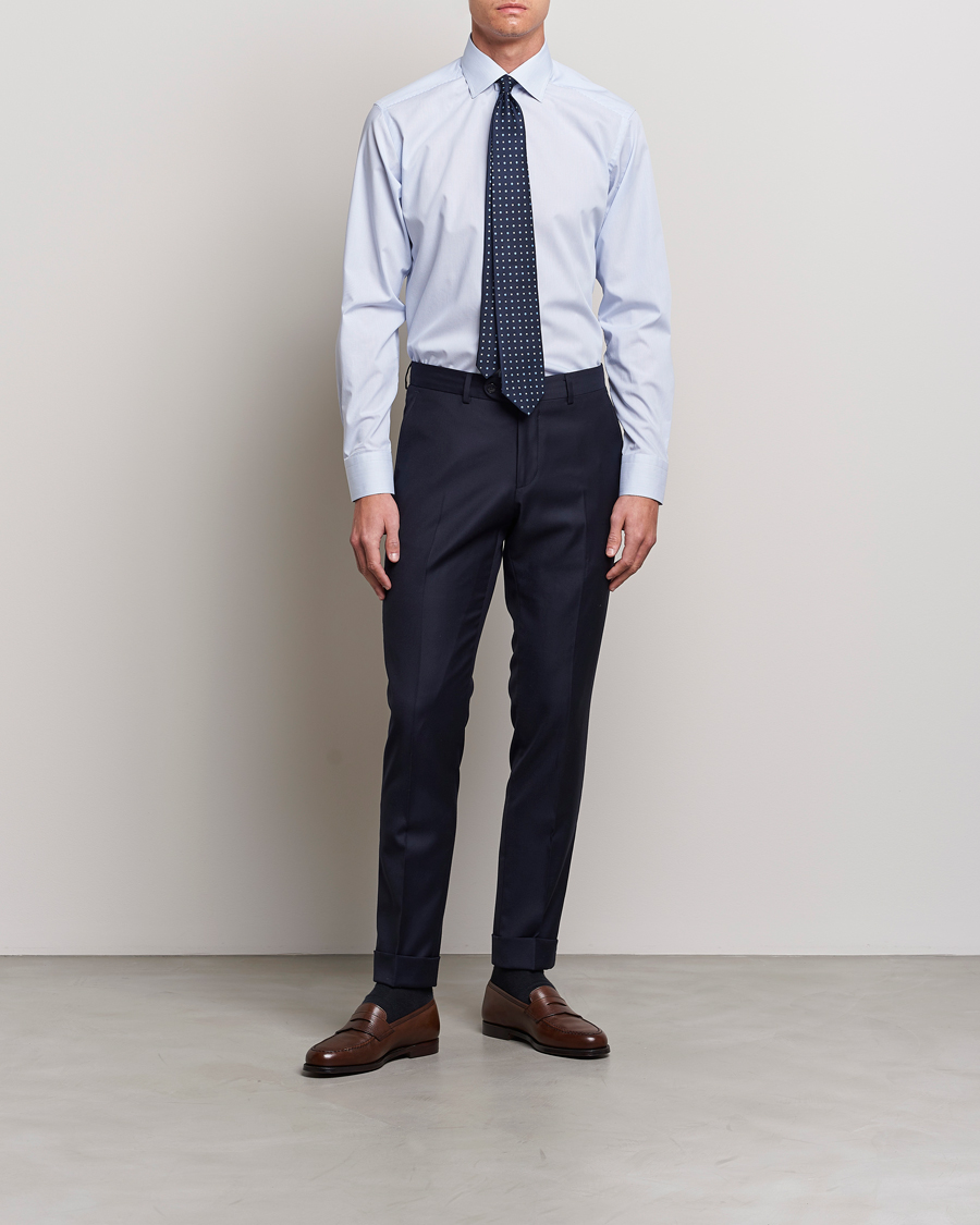 Herre | Avdelinger | Eton | Slim Fit Poplin Thin Stripe Shirt Blue/White