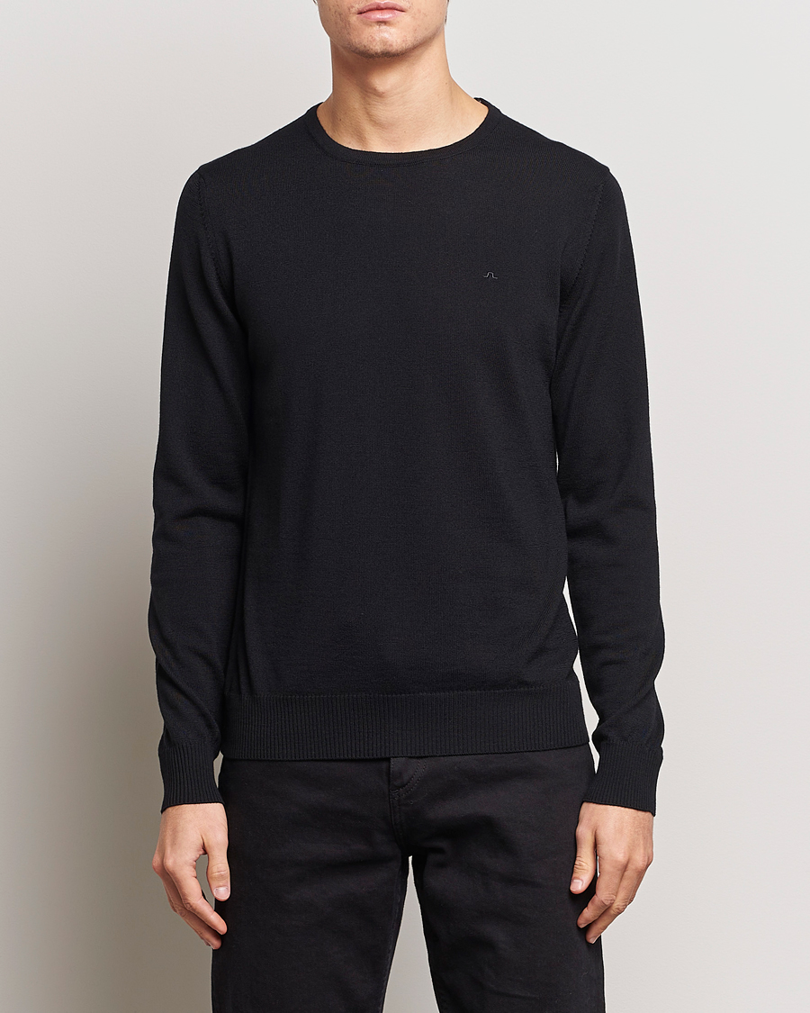 Herre | Business & Beyond | J.Lindeberg | Lyle True Merino Crew Neck Pullover Black