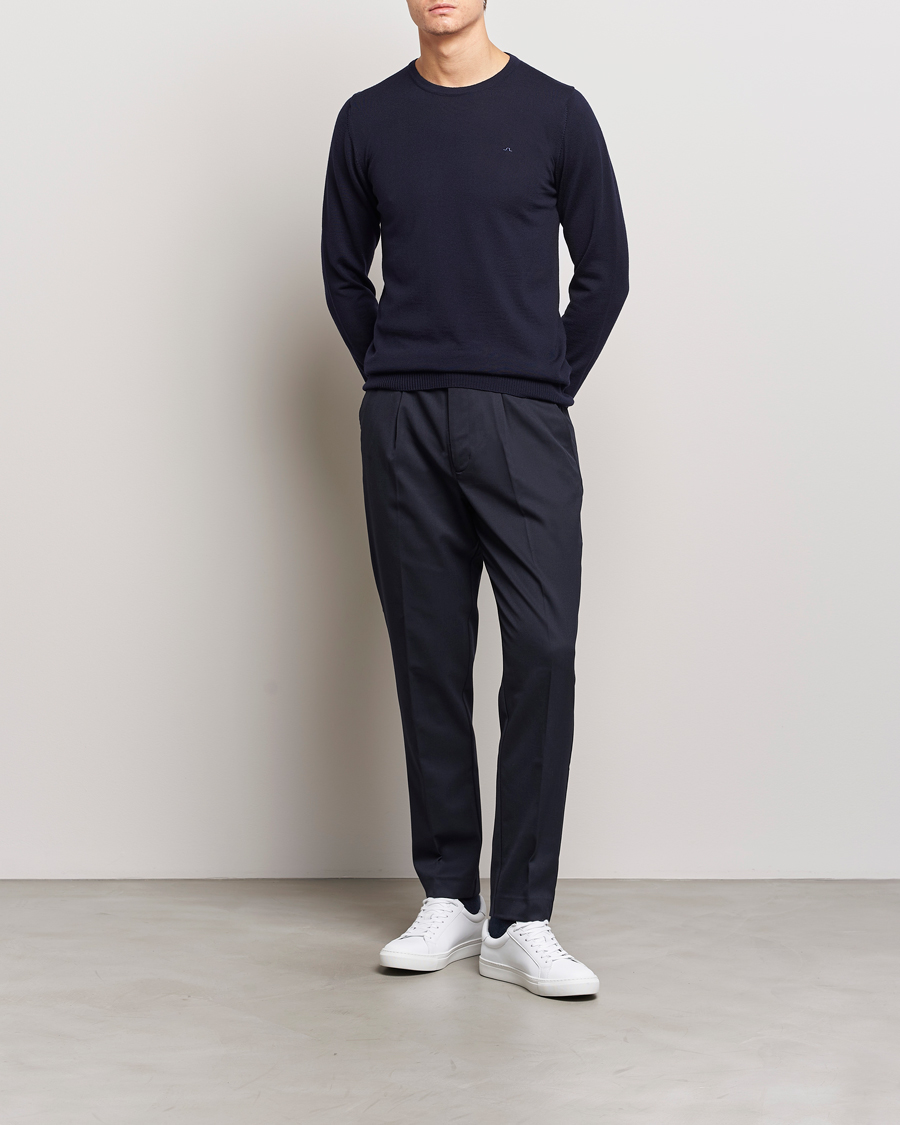 Herre | Gensere | J.Lindeberg | Lyle True Merino Crew Neck Pullover Navy