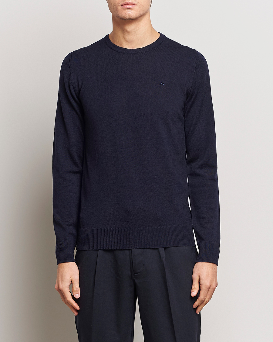 Herre | J.Lindeberg | J.Lindeberg | Lyle True Merino Crew Neck Pullover Navy