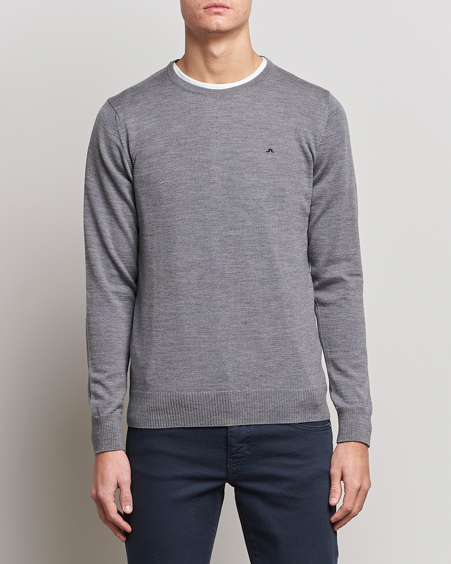 Herre | J.Lindeberg | J.Lindeberg | Lyle True Merino Crew Neck Pullover Grey