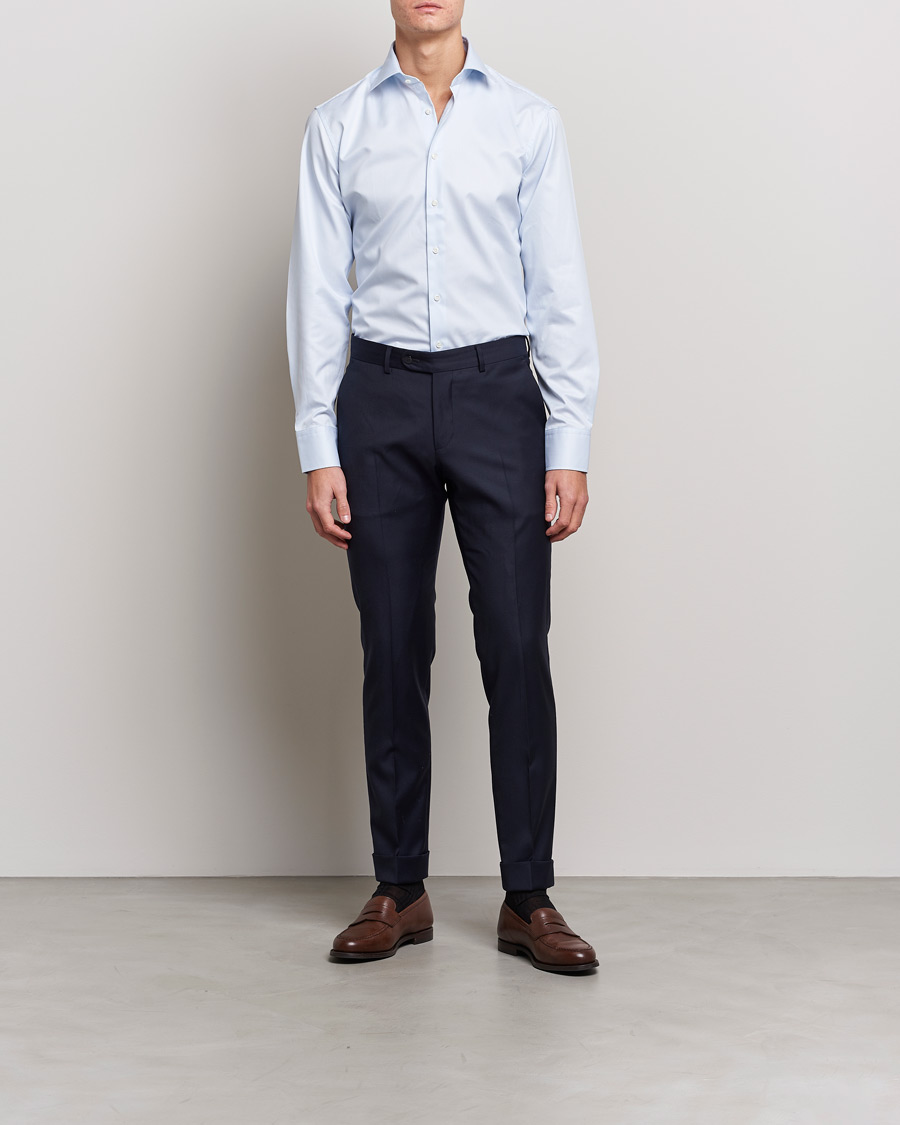 Herre | Klær | Stenströms | Fitted Body Thin Stripe Shirt White/Blue