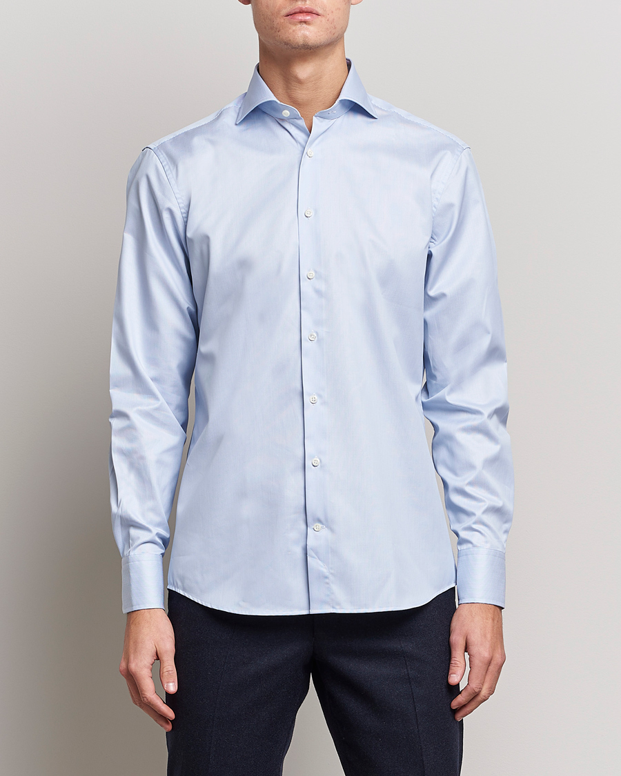 Herre | The Classics of Tomorrow | Stenströms | Fitted Body Thin Stripe Shirt White/Blue