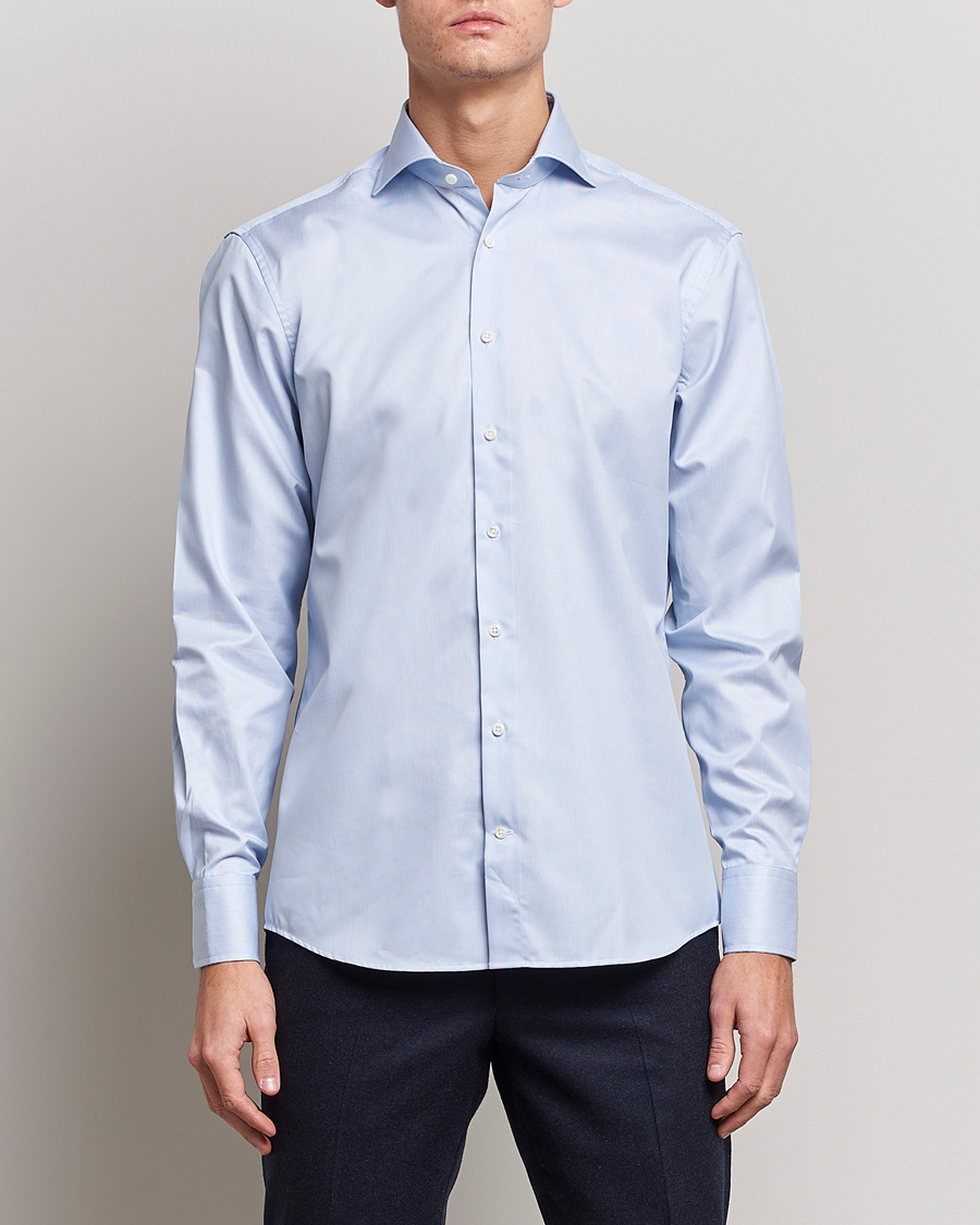 Herre |  | Stenströms | Fitted Body Thin Stripe Shirt White/Blue