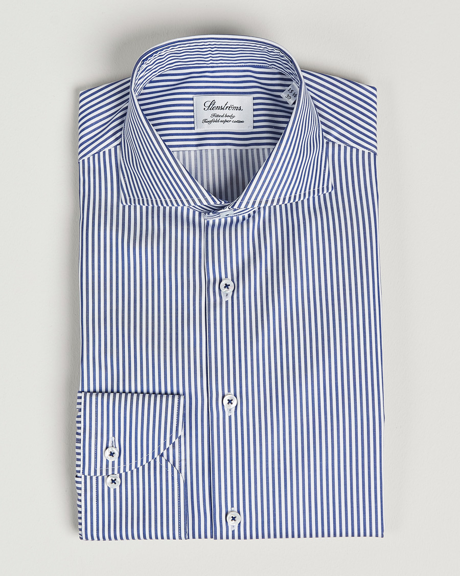 Herre | Skjorter | Stenströms | Fitted Body Stripe Shirt White/Blue