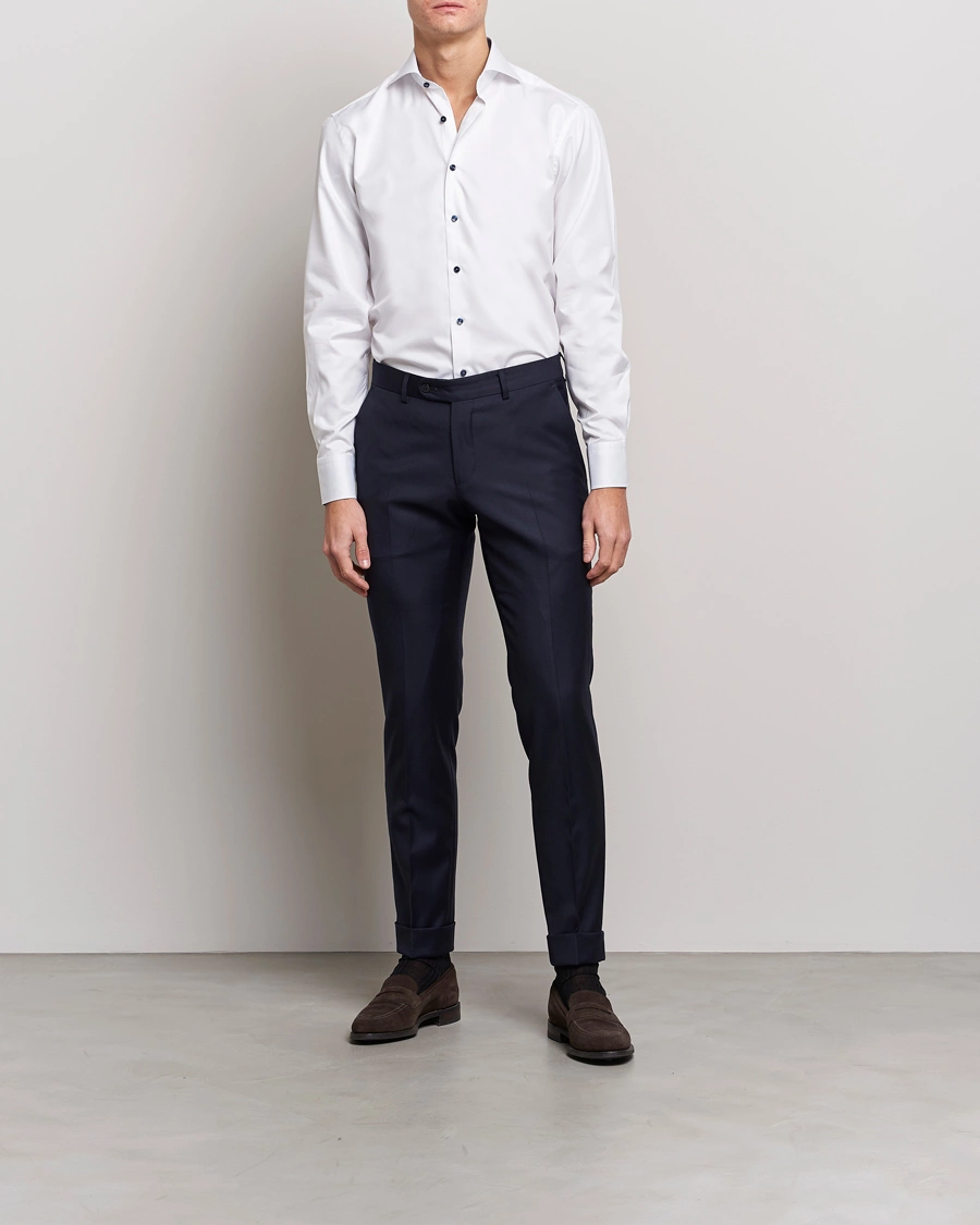Herre | Skjorter | Stenströms | Fitted Body Contrast Shirt White