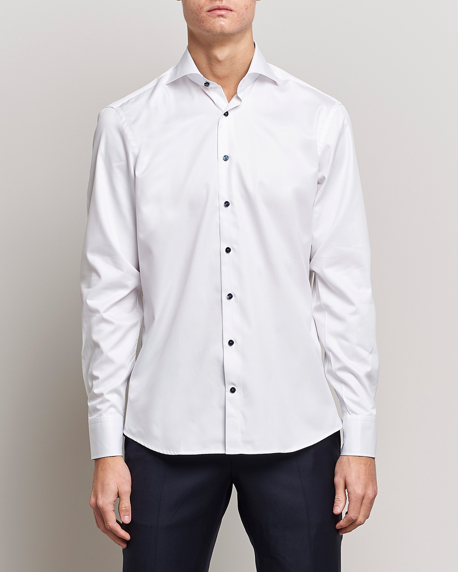 Herre | Formelle | Stenströms | Fitted Body Contrast Shirt White