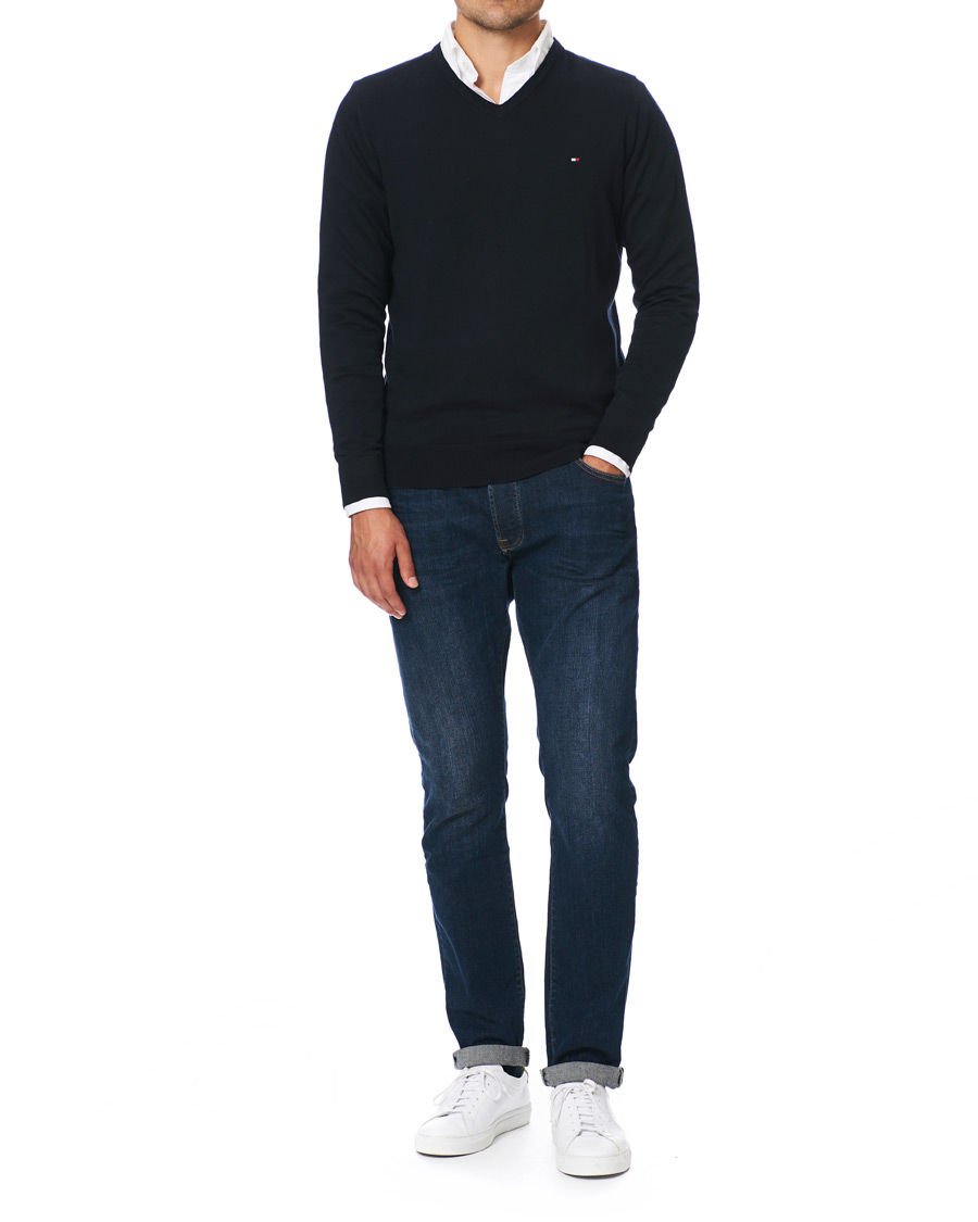 Herre | Gensere | Tommy Hilfiger | Cotton/Silk V-Neck Pullover Sky Captain