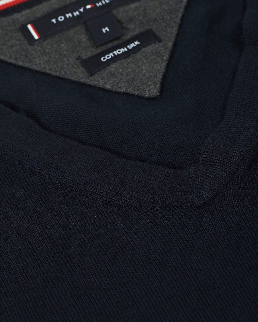 Herre | Gensere | Tommy Hilfiger | Cotton/Silk V-Neck Pullover Sky Captain