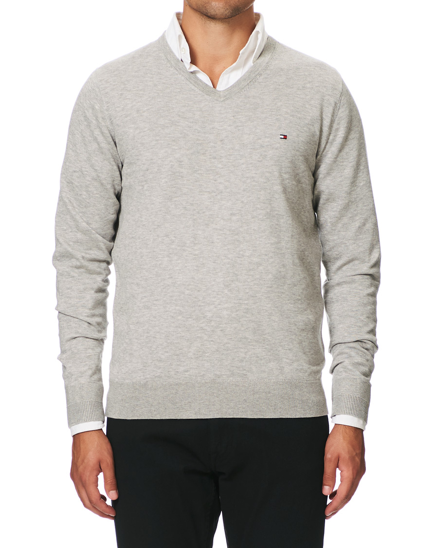 Herre | Gensere | Tommy Hilfiger | Cotton/Silk V-Neck Pullover Cloud Heather