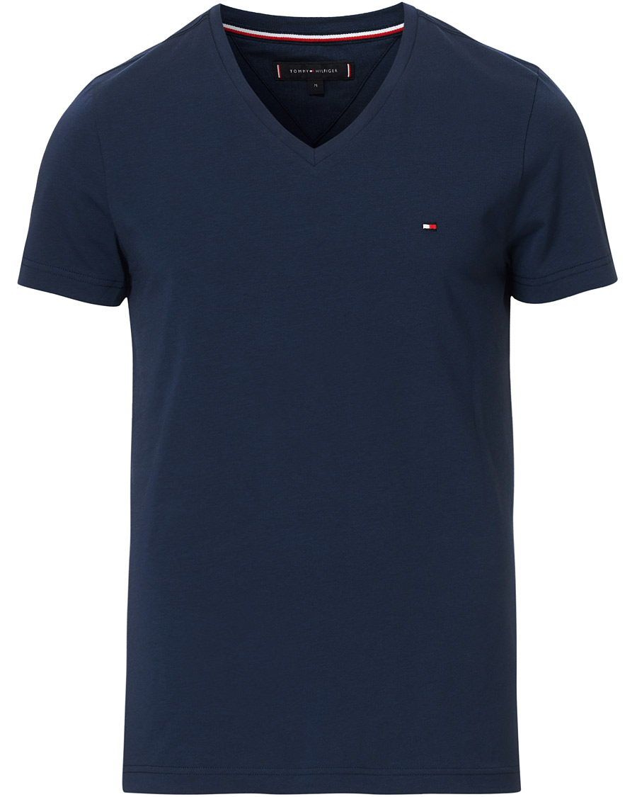 Herre | T-Shirts | Tommy Hilfiger | Slim Fit Stretch V-Neck Tee Navy Blazer