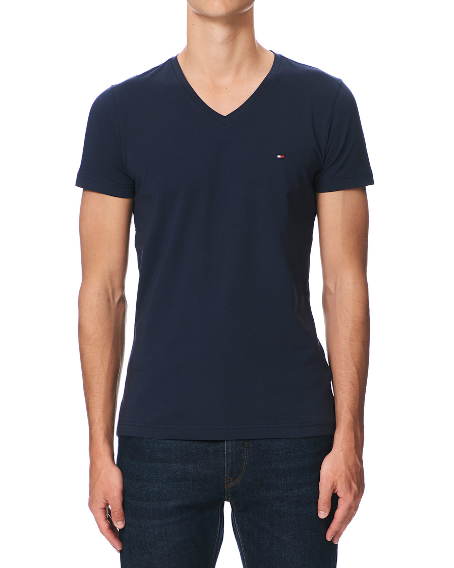 Herre | T-Shirts | Tommy Hilfiger | Slim Fit Stretch V-Neck Tee Navy Blazer
