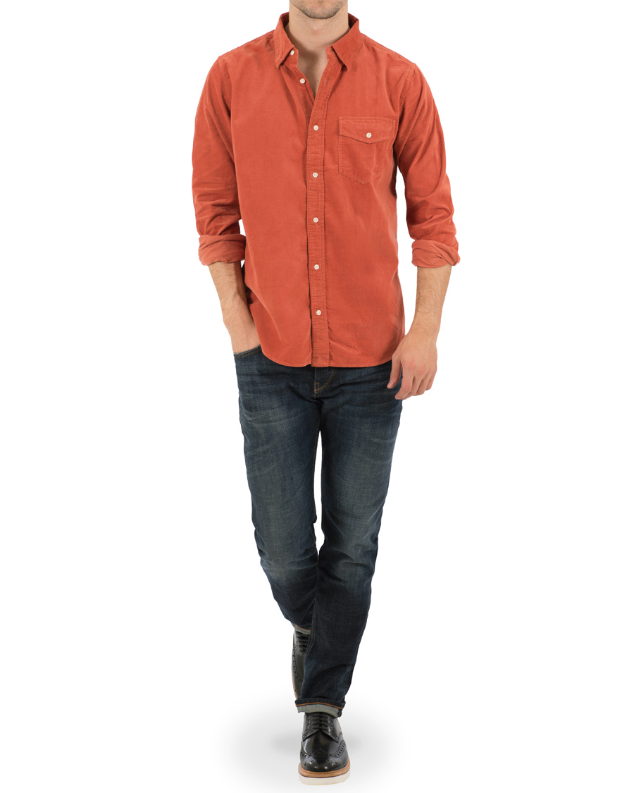 Herre | Skjorter | WACAY | Gusto Baby Cord Shirt Coral