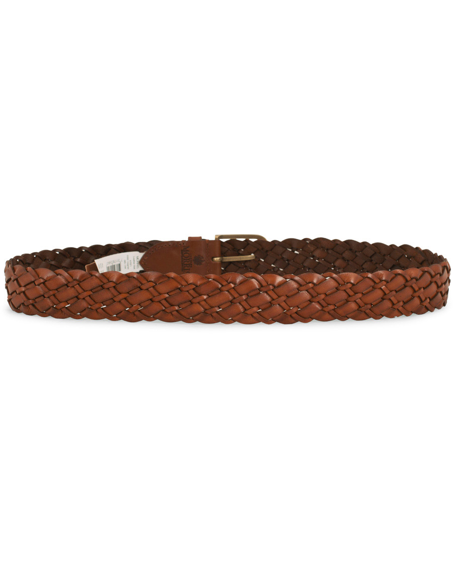 Herre | Morris Braided Leather 3,5 cm Belt Cognac | Morris | Braided Leather 3,5 cm Belt Cognac