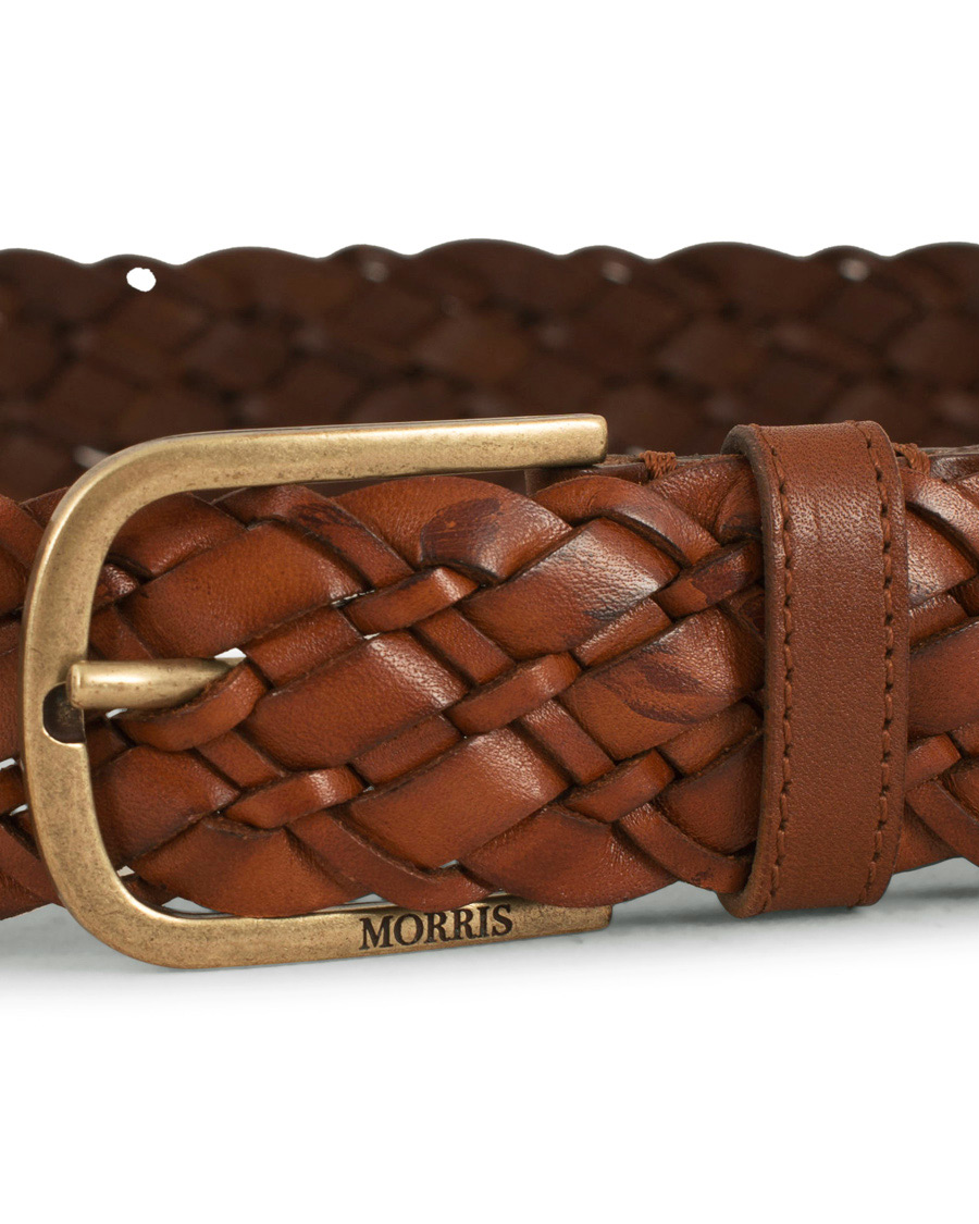 Herre | Morris Braided Leather 3,5 cm Belt Cognac | Morris | Braided Leather 3,5 cm Belt Cognac