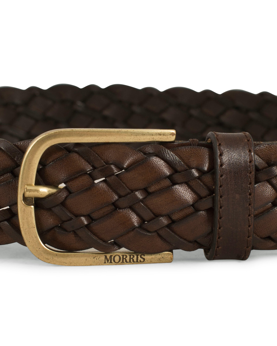 Herre | Morris Braided Leather 3,5 cm Belt Dark Brown | Morris | Braided Leather 3,5 cm Belt Dark Brown