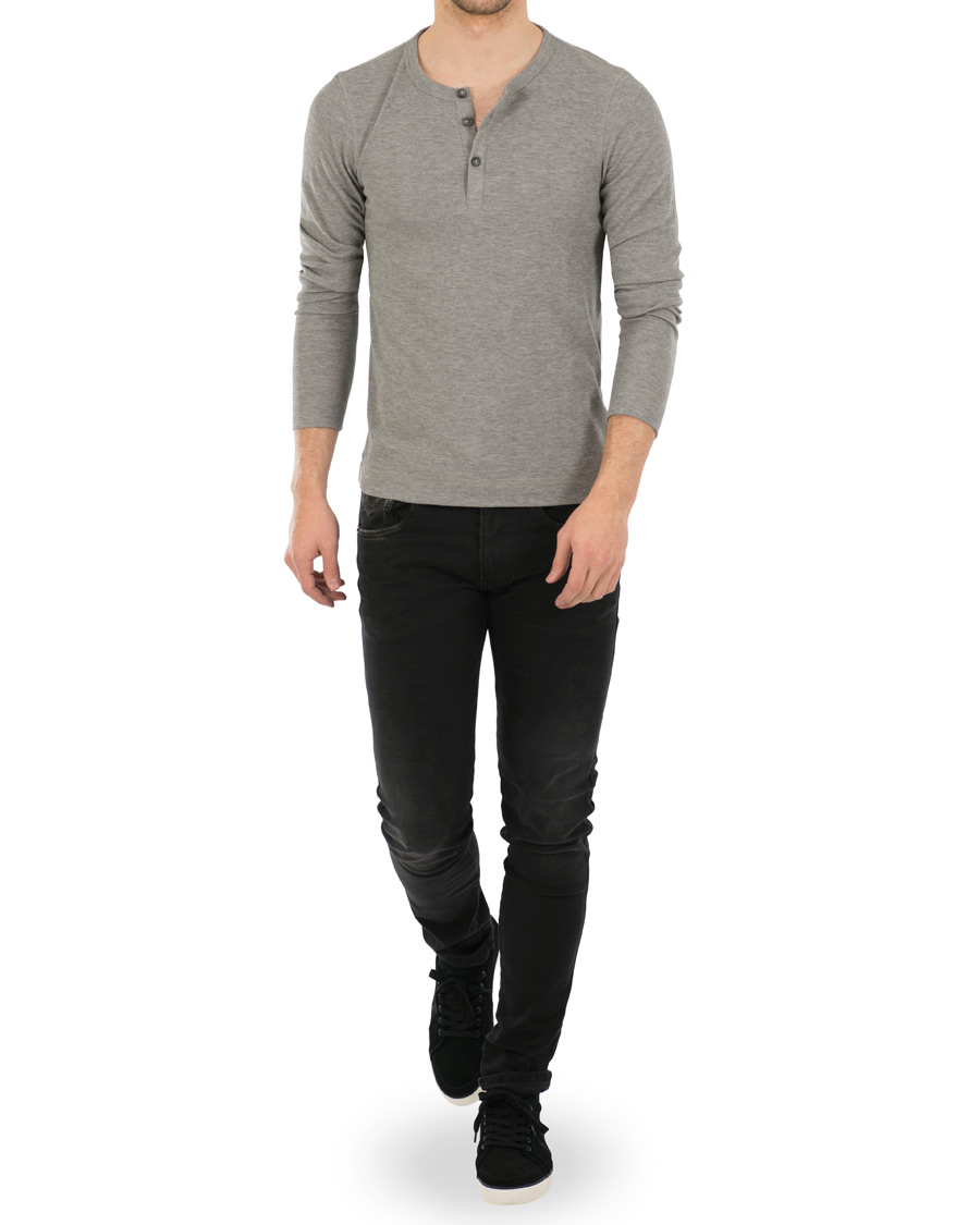 Herre | Gensere | BOSS ORANGE | BOSS Casual Trix Fine Heather Waffle Henley Mid Grey Melange