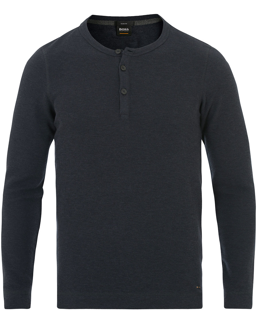 Herre | Gensere | BOSS ORANGE | BOSS Casual Trix Fine Heather Waffle Henley Navy