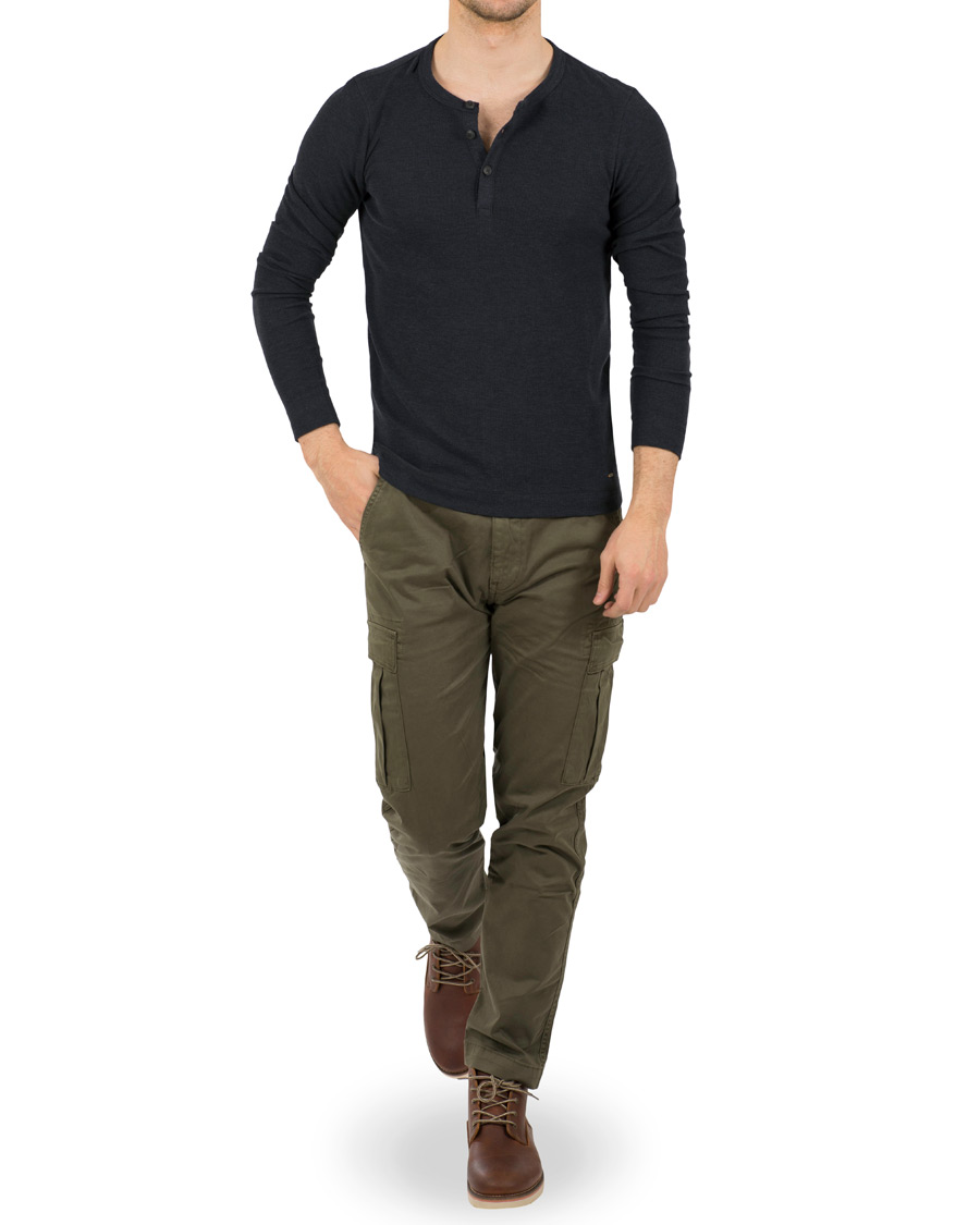Herre | Gensere | BOSS ORANGE | BOSS Casual Trix Fine Heather Waffle Henley Navy