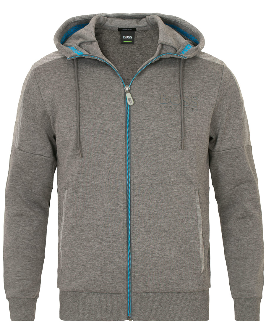 Herre | Gensere | BOSS GREEN | BOSS Athleisure Saggy Full Zip Hoodie Mid Grey Melange
