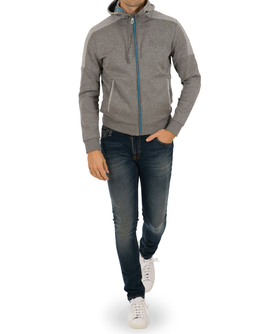 Herre | Gensere | BOSS GREEN | BOSS Athleisure Saggy Full Zip Hoodie Mid Grey Melange