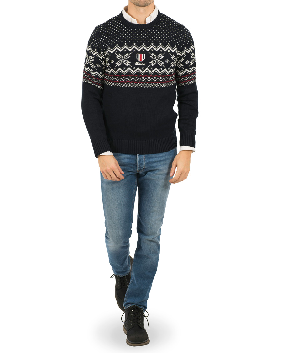 Herre | Gensere | Morris | Noel Snow Flake Crew Neck Navy
