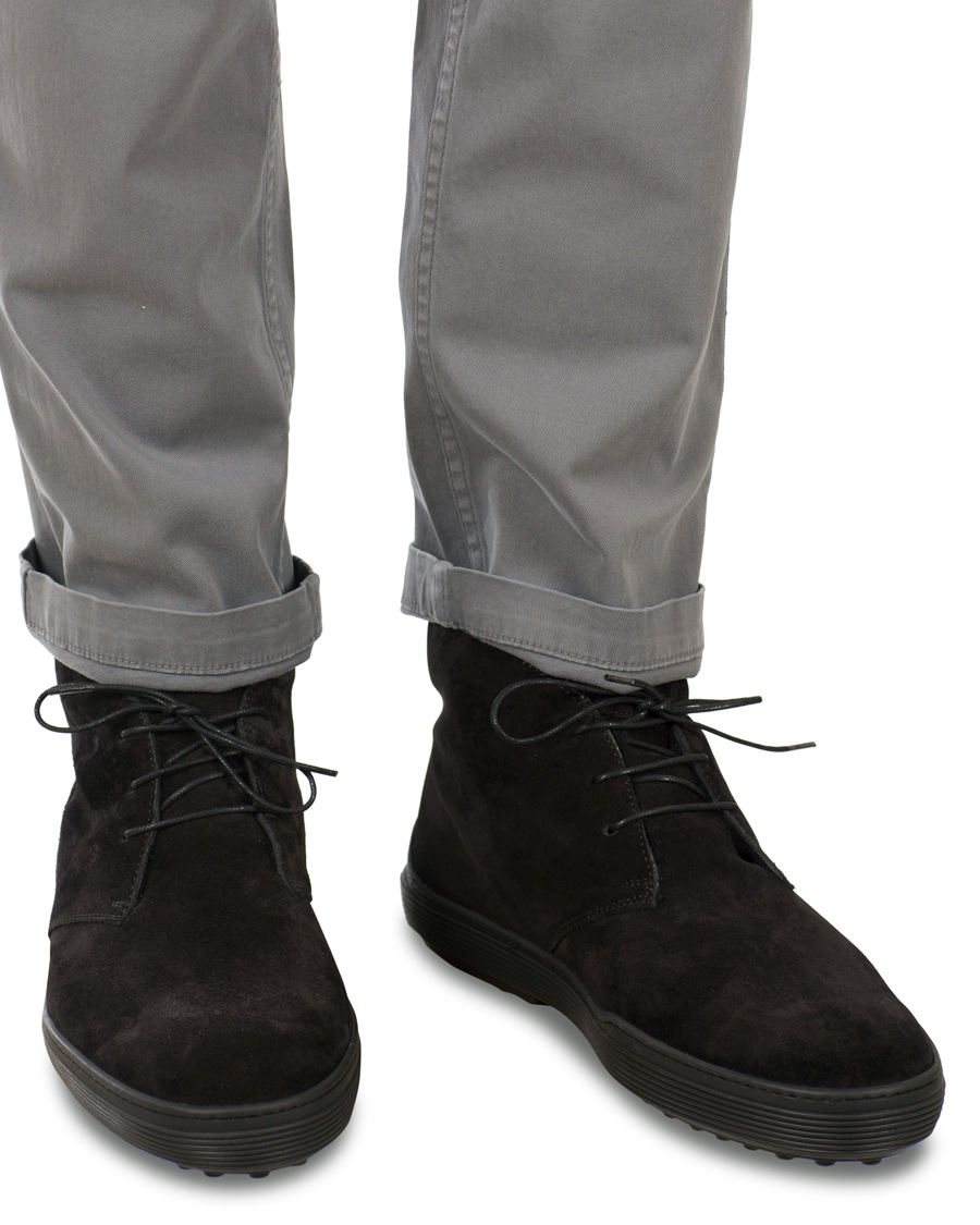 Herre | Tod's Shearling Lined Gommino Chukka Boot Black | Tod's | Shearling Lined Gommino Chukka Boot Black