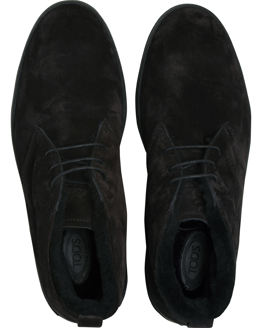 Herre | Tod's Shearling Lined Gommino Chukka Boot Black | Tod's | Shearling Lined Gommino Chukka Boot Black