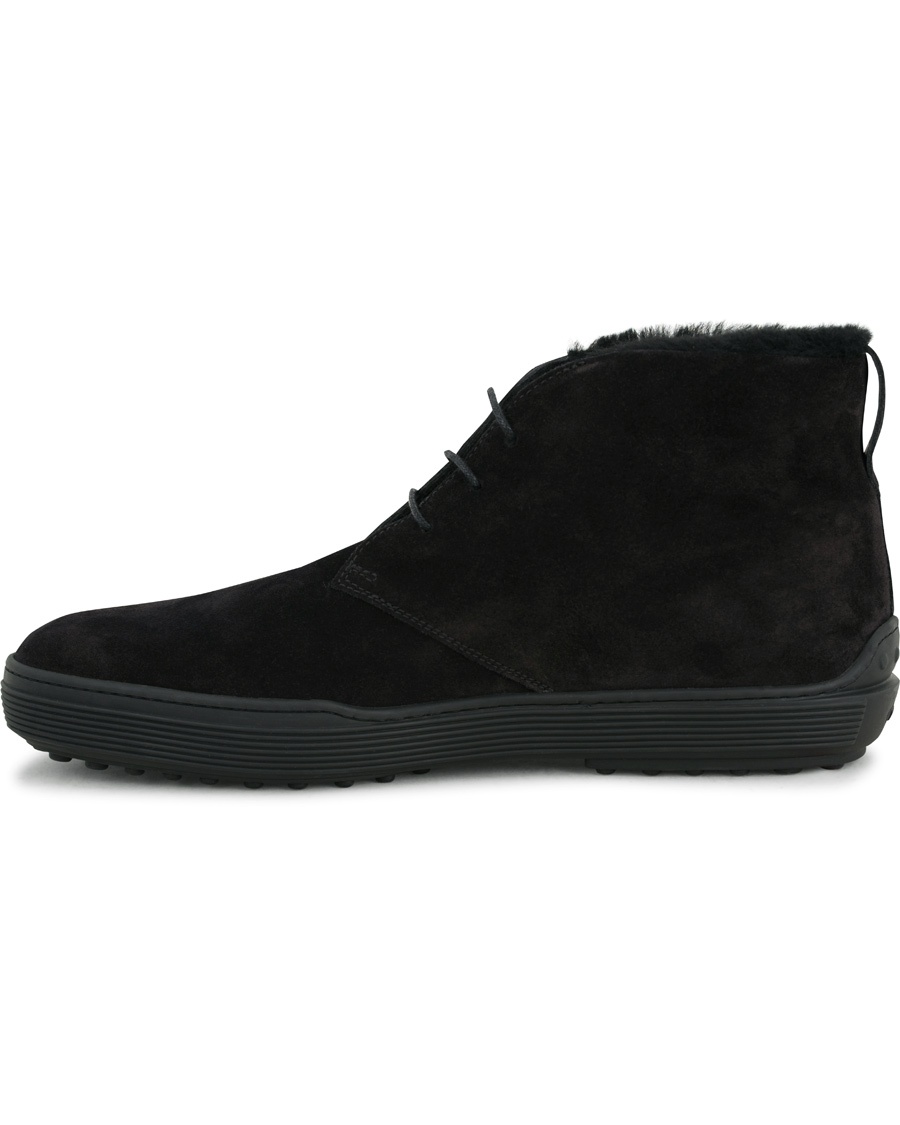Herre | Tod's Shearling Lined Gommino Chukka Boot Black | Tod's | Shearling Lined Gommino Chukka Boot Black