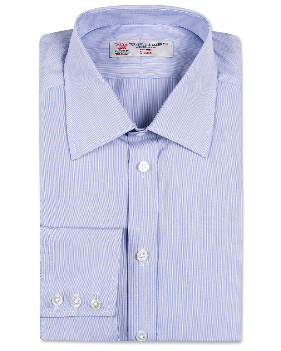 Herre | Skjorter | Turnbull & Asser | Classic Fit Hairline Stripe Shirt Blue