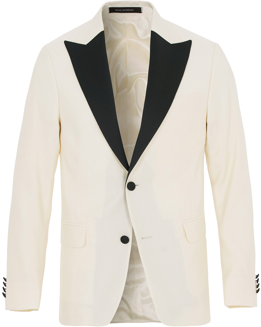 Herre | Dressjakker | Oscar Jacobson | Elder Peak Lapel Tuxedo Blazer White