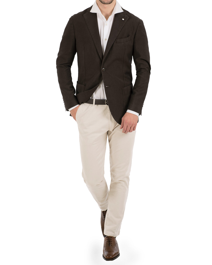 Herre | Bukser | Oscar Jacobson | Denzel Cotton Stretch Trousers Beige