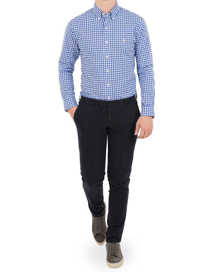 Herre | Skjorter | Polo Ralph Lauren | Slim Fit Poplin Check Shirt White/Blue