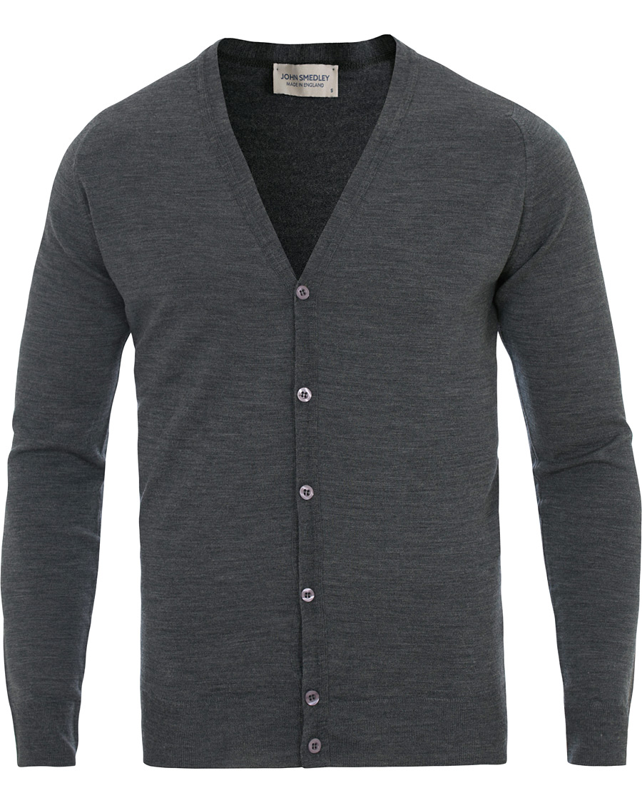 Herre | Gensere | John Smedley | Petworth Merino Cardigan Charcoal