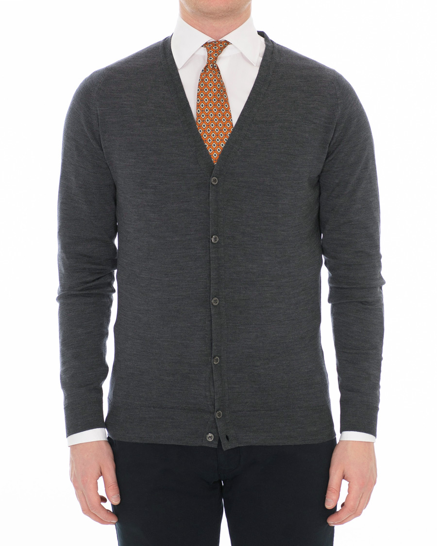 Herre | Gensere | John Smedley | Petworth Merino Cardigan Charcoal