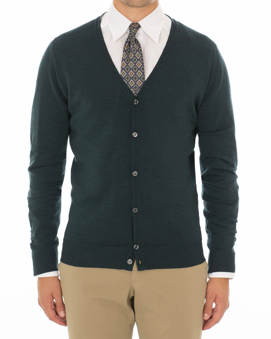 Herre | Gensere | John Smedley | Petworth Merino Cardigan Racing Green