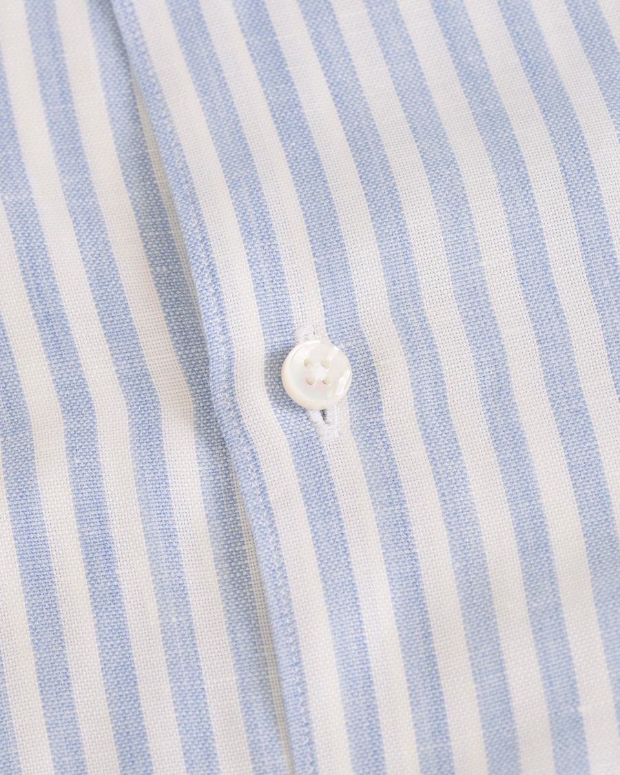 Herre | Skjorter | Stenströms | Cotton/Linen Stripe Button Down Shirt White/Blue