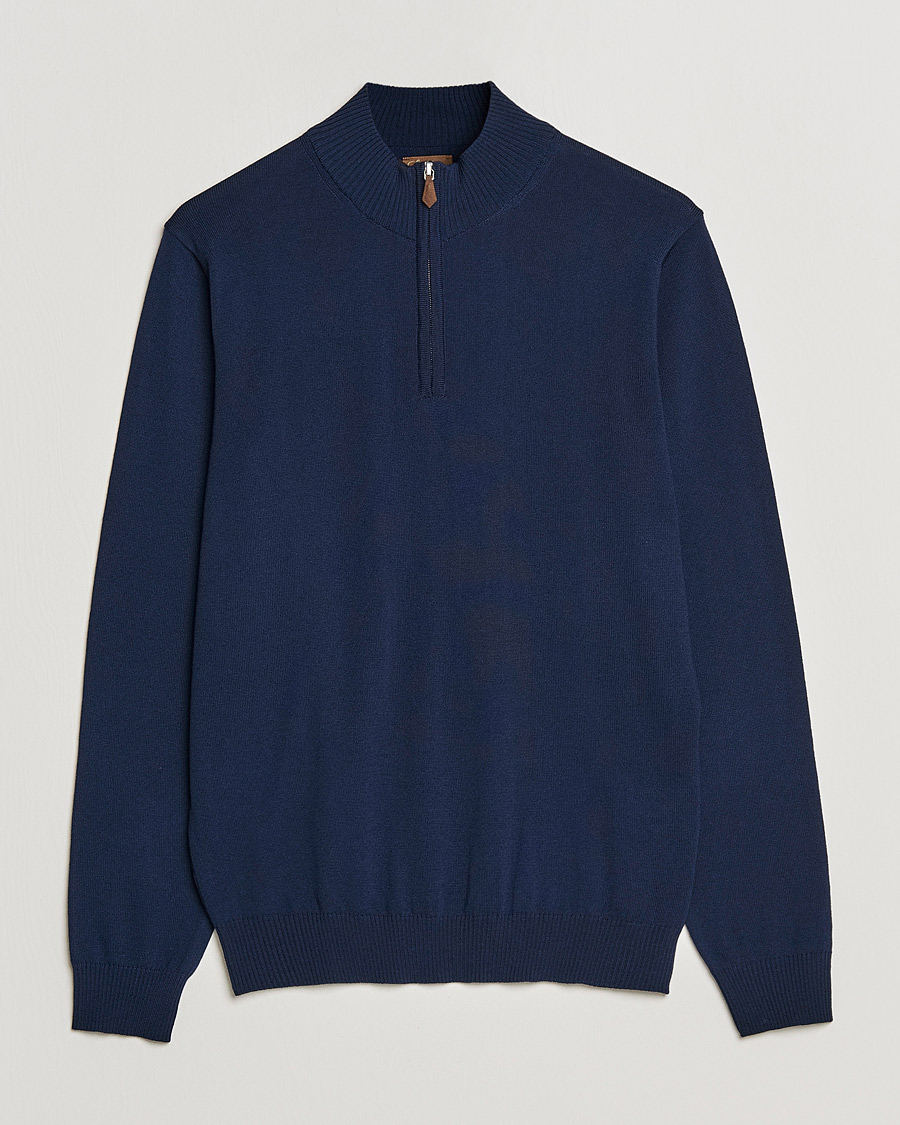 Herre | Gensere | Stenströms | Merino Wool Half Zip Navy