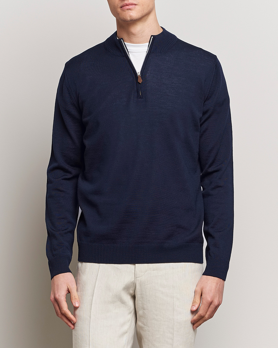 Herre | Klær | Stenströms | Merino Wool Half Zip Navy