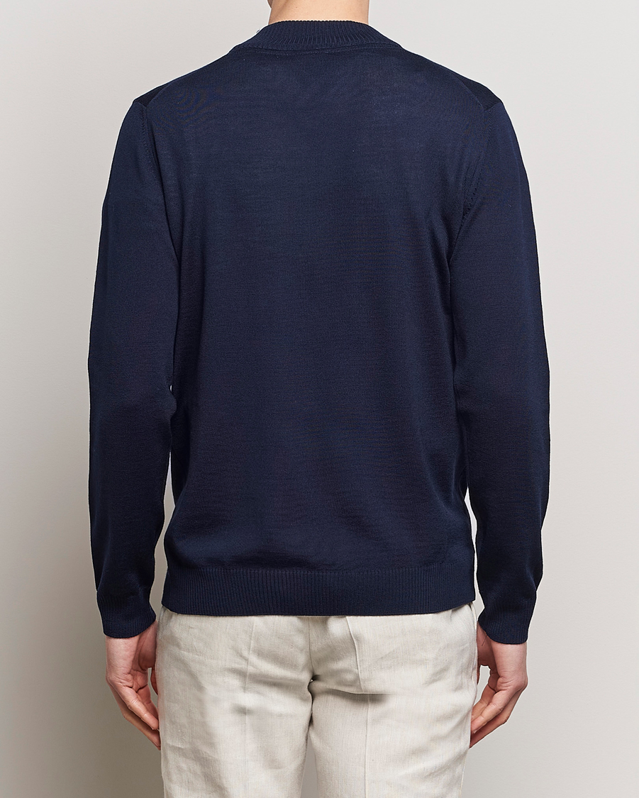 Herre | Gensere | Stenströms | Merino Wool Half Zip Navy
