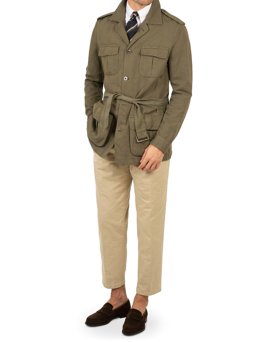 Herre | Jakker | Stenströms | Cotton/Linen Safari Jacket Green